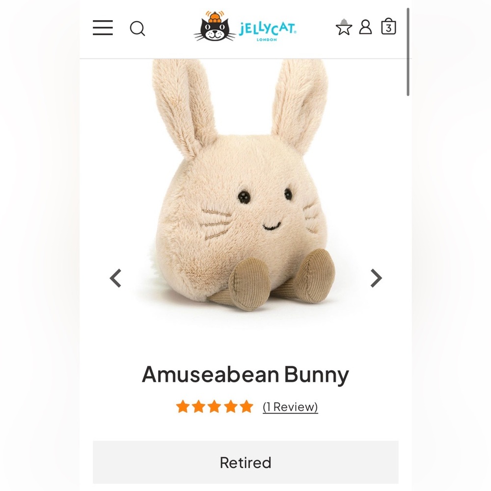 ORIGINAL OWNER BNWT JELLYCAT AMUSEABEAN BUNNY AUTH RECEIPT NEVER SECONDHAND! - Picture 12 of 13